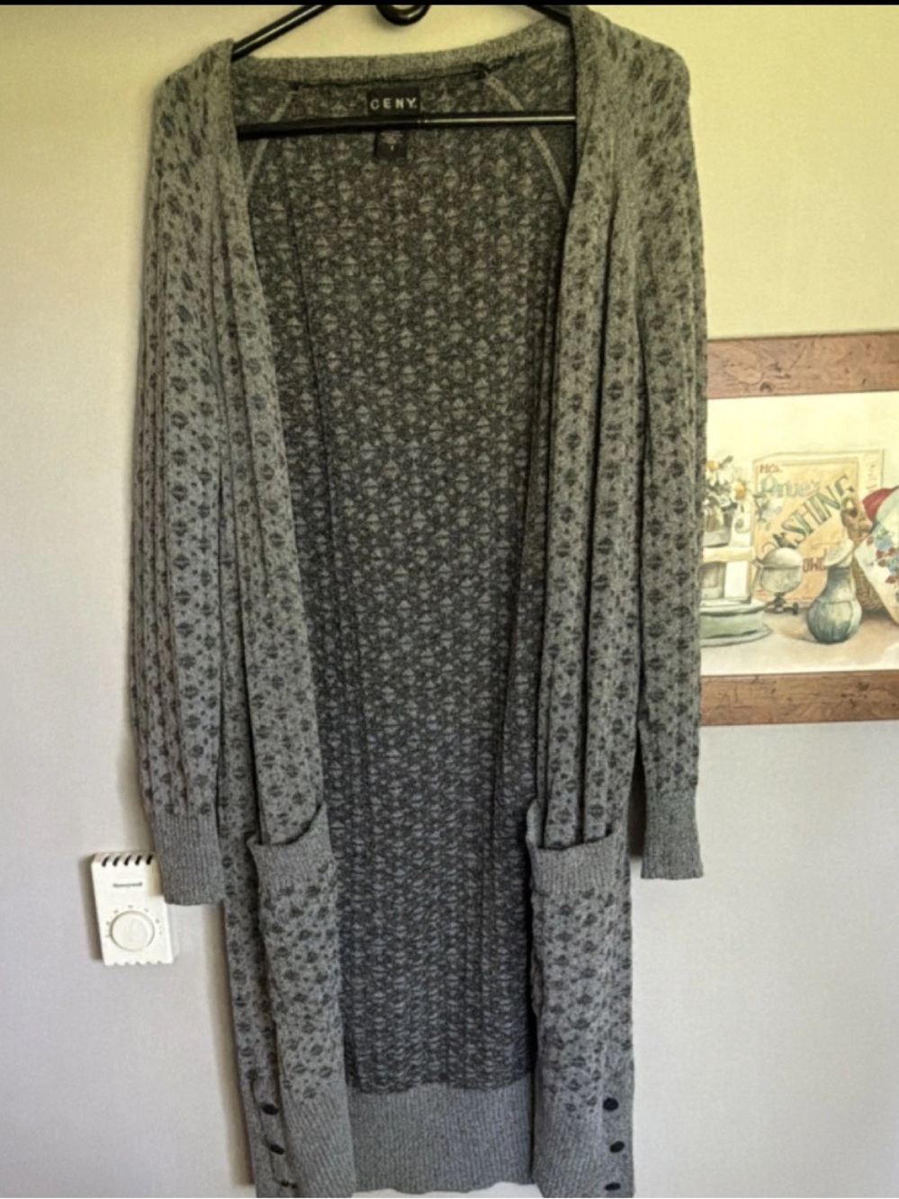 Cenx Gray Open-Front Long Cardigan Sweater